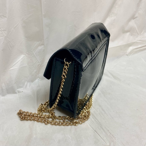 Jimmy Choo Black Faux Patent Leather Cosmetic Pouch Crossbody 7.5in x 5in x 2.5 - Picture 7 of 11